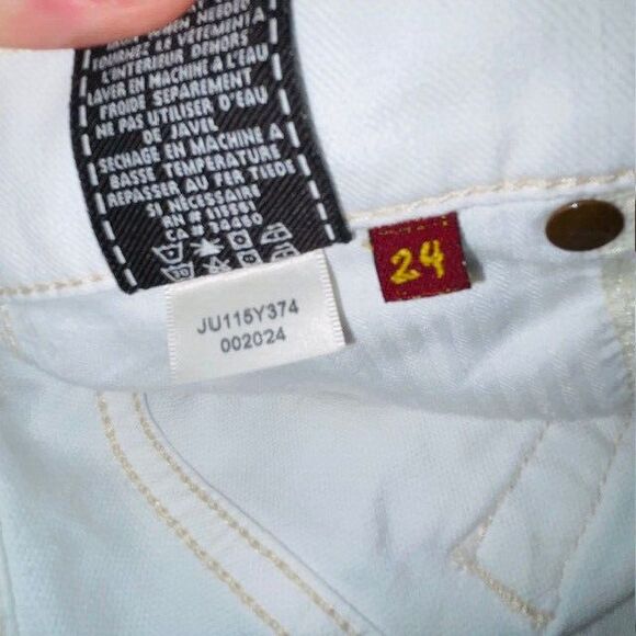 7 for All Mankind Dojo Flare Jeans Women's Size 24 Fits 27x28 White Denim - Picture 13 of 15